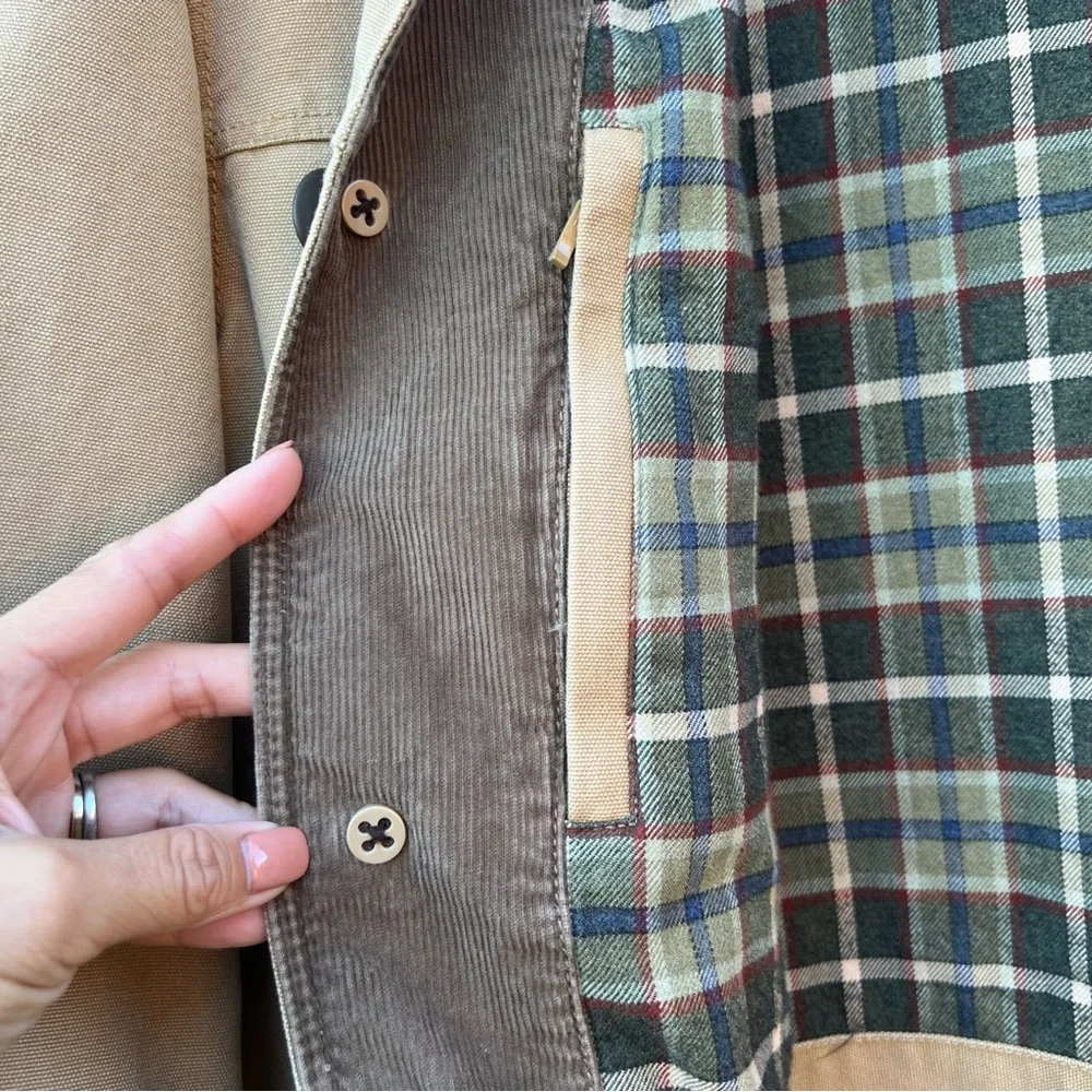SOLD Mens vintage 90s khaki barn jacket|size Large Tall - Picture 3 of 11